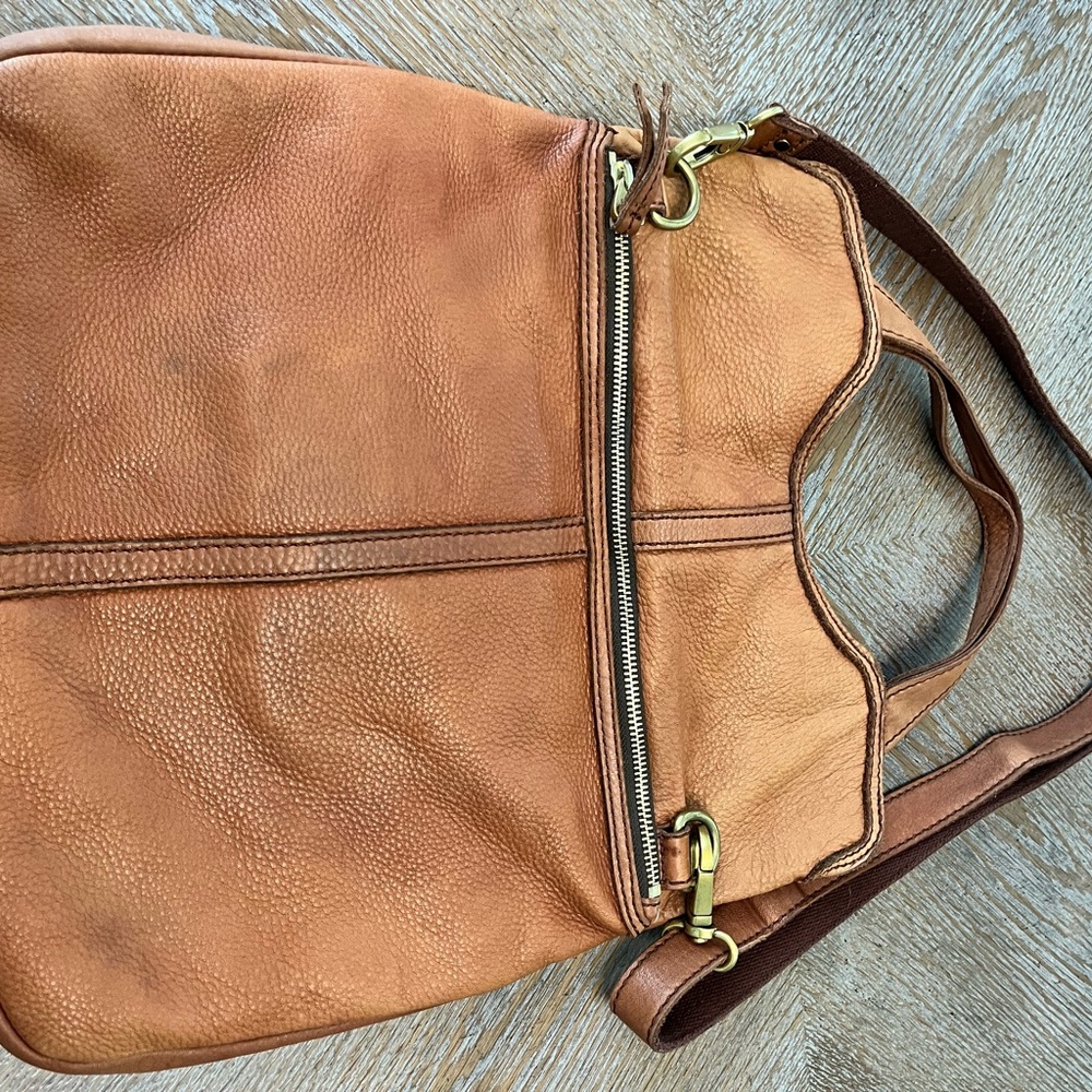 Fossil Satchel Foldover Hobo Bag Crossbody Bag Br… - image 5